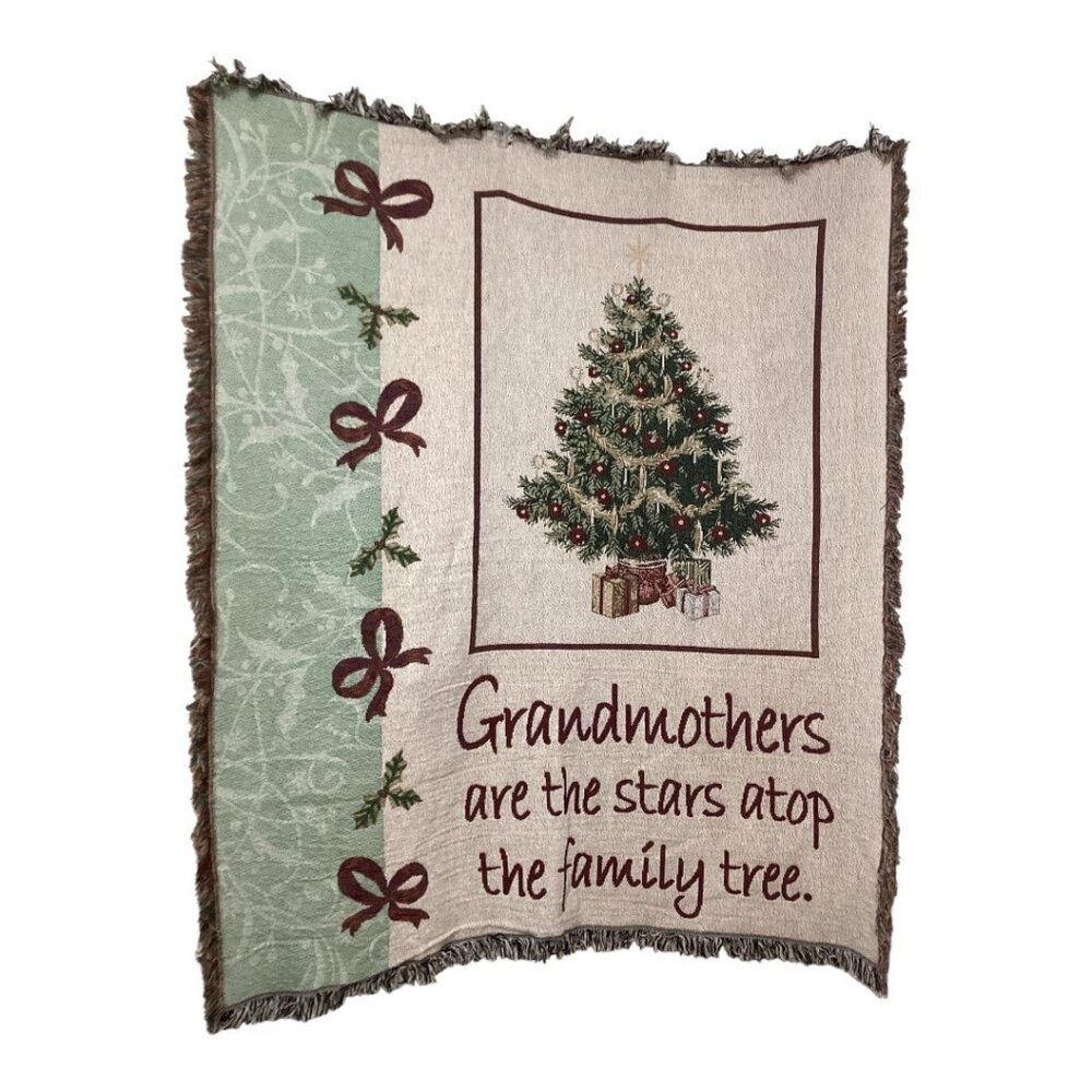 Christmas Tapestry Throw Blanket Grandmothers Are The Stars Atop The Family Tree